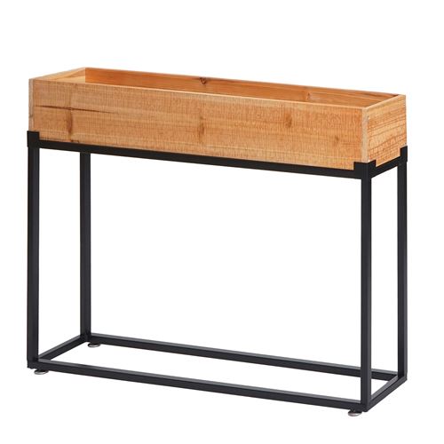 Mendler Noir Jardinière Sur Pied Hwc-L32 Bois-Acier 62X80x16cm Châssis Naturel - Image 3