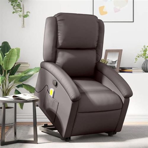 Non Communiqué Marron Vidaxl Fauteuil De Massage, Relaxation Echt Leer Foncé