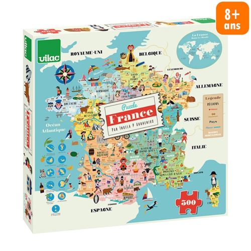 Puzzle Carte de France Puzzle 300 Pcs Ingela P.A Vilac