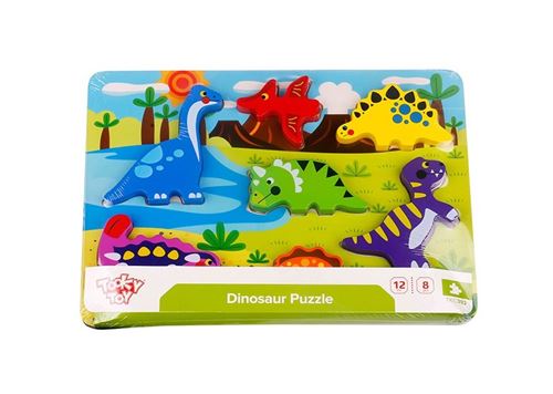 Tooky Toy puzzle en forme de dinosaure 30 x 21 cm en bois 8 pièces