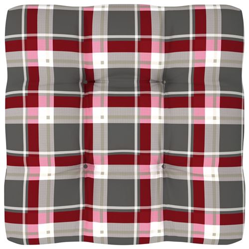 Coussin de canapé palette 80x80x12 cm Motif à carreaux rouge