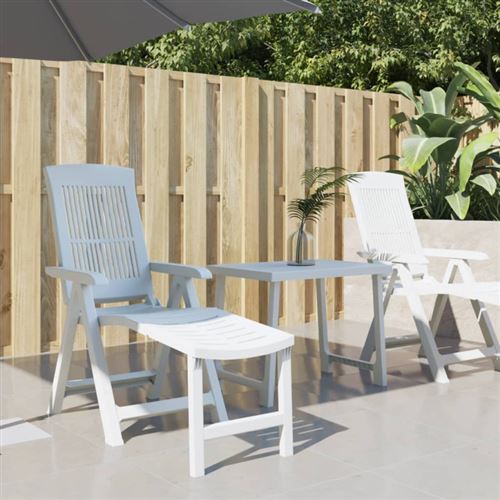 VIDAXL - Chaise longue - Inclinable 5 positions - Blanc - Image 3