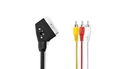 Non Communiqué Noir Câble Scart Commutable Péritel Mâle - 3X Rca Mâles 1,0 M