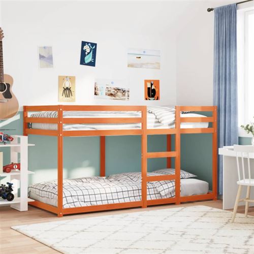 Vidaxl Marron Lit Superposé Sans Matelas Cire 90X200 Cm Pin Massif - Image 3