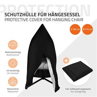 Fauteuil suspendu noir chaise hamac avec coussins d'assise support acier  150 kg