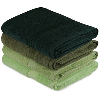 Ensemble de 4 serviettes de bain - 70 x 140 cm - Vert - 1