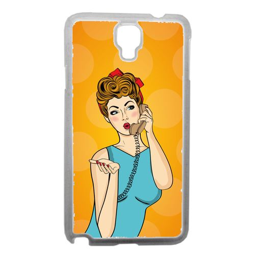 Coque Pin Up Fond Orange Compatible Samsung Note 3 Neo Transparent