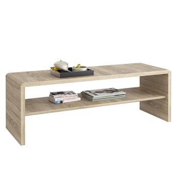 rectangulaire de basse de rangementen avec chêne mélaminé meuble TV Table décor 120 NOELLEtable salon étagère sonoma de 1 cm ou E9I2DH