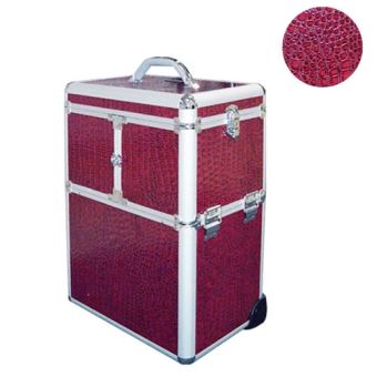 Valise Trolley Maquillage Et Manucure Croco Pourpre Valises