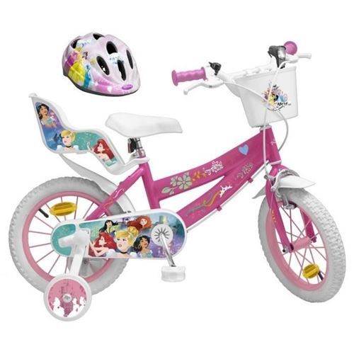 Disney Princesse Velo 14 + Casque - Enfant Fille - Rose Et Blanc