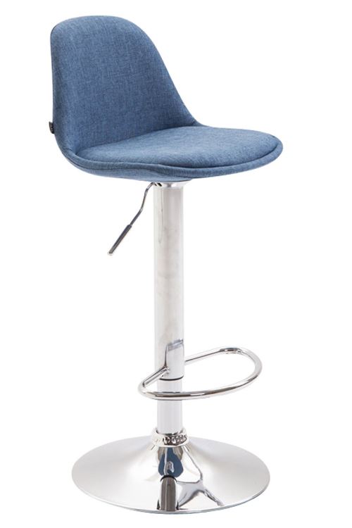CLP Tabouret de bar Kiel en tissu , Chrome/Bleu