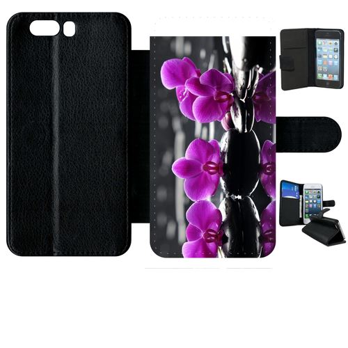 Etui À Rabat Huawei P10+ Plus Orchide Violette Fond Gris