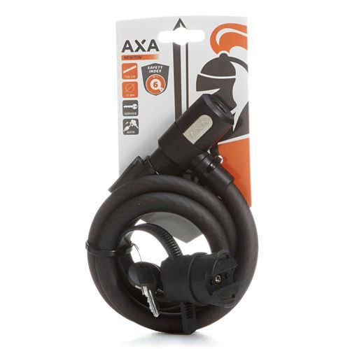 Antivol à câble en spirale Axa Newton 120/15 avec support - noir (sur carte)