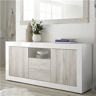 Bahut Blanc Laqué 140 Cm 480 39 Sur Buffet Blanc Laque Moderne 180 Cm 2 Portes 3 Tiroirs