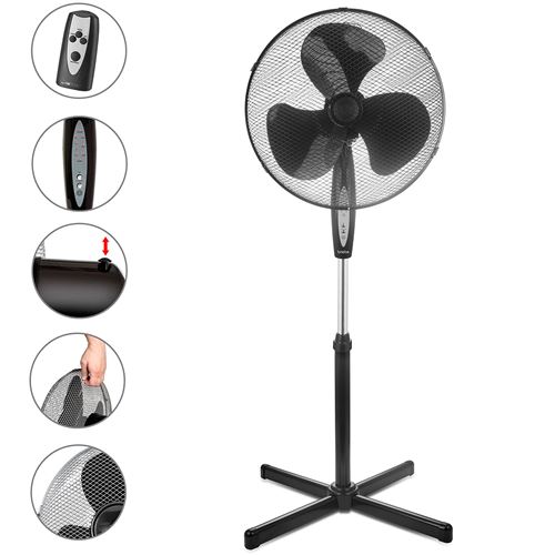 Briebe FN122397 Ventilateur à pied silencieux avec contrôle de distance 40cm Minuterie oscillante 3 vitesses 45W Negro
