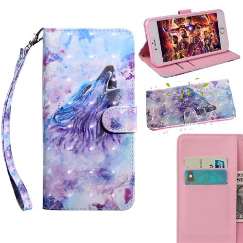 Etui en PU impression de motif de décoration spot lumineux avec support et sangle Loup pour votre Samsung Galaxy A51 5G SM-A516