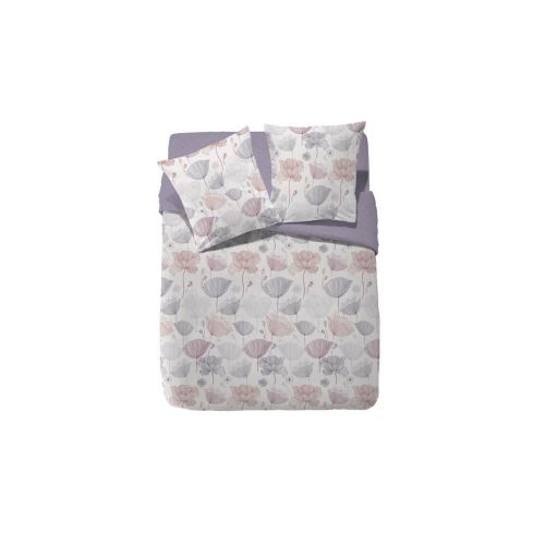 FINLANDEK Parure de couette réversible Sasuli - 100% coton - 220 x 240 cm - Violet lilas et beige