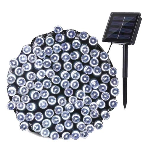 Guirlande lumineuse solaire décoration extérieur 200 LED blanc YOGY SOLAR COLD 16.30m 8 modes