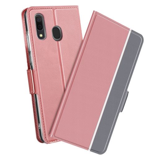 Etui en PU avec support et porte-cartes or rose pour votre Samsung Galaxy A40