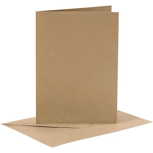 Creotime cartes avec enveloppes 10,5 x 15 cm 6 pièces marron