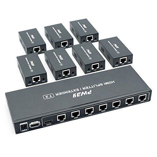 PW-HTS0107IR(POC) 1X7 HDMI Extender Splitter Ultra HD 1080P sur câble Support EDID Jusqu'à 60m/196ft Cat6 Télécommande IR(20~60Hz) P