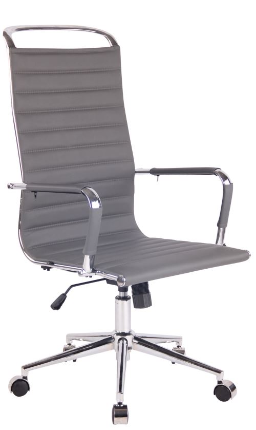 Chaise de Bureau Design Barnes en Similicuir avec Accoudoirs - Couleur Gris