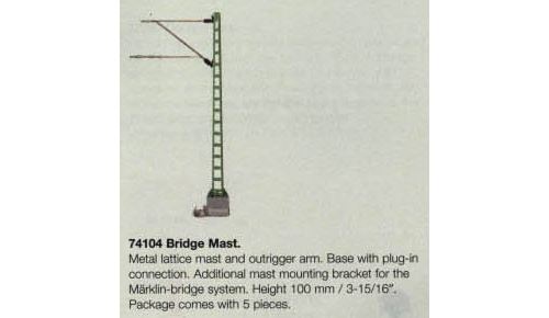 Mât pour pont H0 Märklin 74104 (H0) Voie C Märklin (avec ballast), (H0) Voie K Märklin (sans ballast) 5 pc(s)