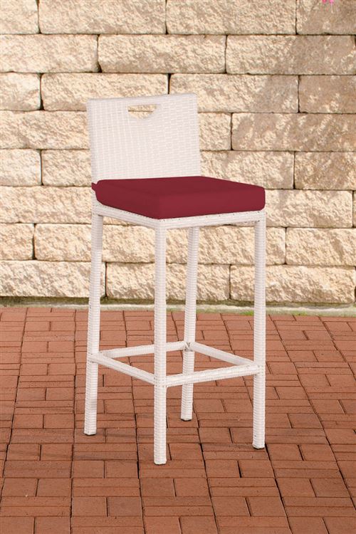 Tabouret de bar d'extérieur Mari , Rouge rubis/Blanc