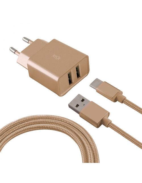 Cs 2 Usb 2,4a + Cable Usb C Or Ksix
