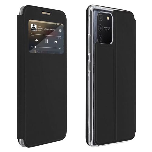 Avizar Housse Pour Samsung Galaxy S10 Lite Fenêtre Porte-carte Support Vidéo Noir