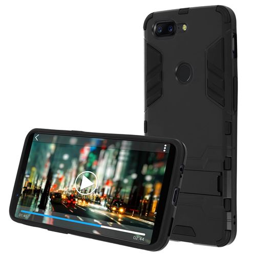 Avizar Coque OnePlus 5T Protection Antichoc Bi-matières Béquille Fonction support Noir