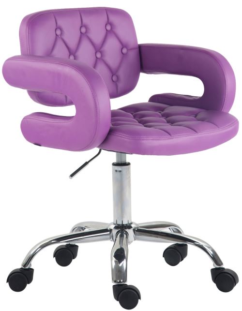 Tabouret de travail Dublin en Similicuir - Chaise de bureau réglable en hauteur Pivotante Roulettes - Couleur Violet