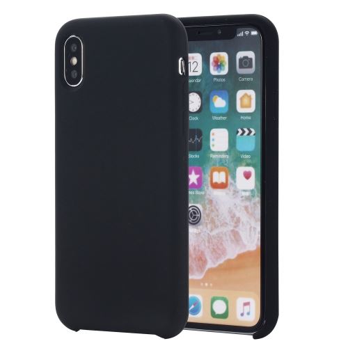 Coque en silicone liquide enroulé sur les bords noir pour votre Apple iPhone XS Max 6.5 pouces