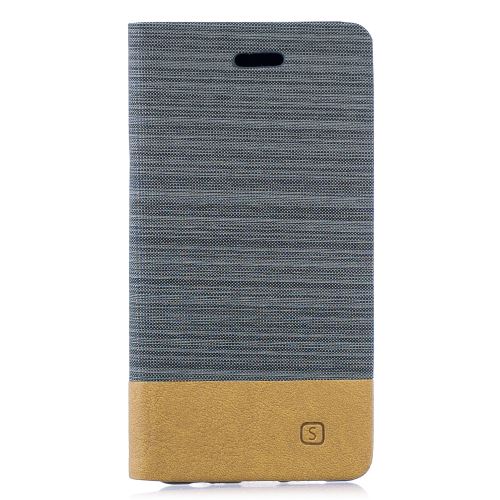 Etui en PU toile bicolore avec porte-cartes et support avec support gris foncé pour votre Huawei P30