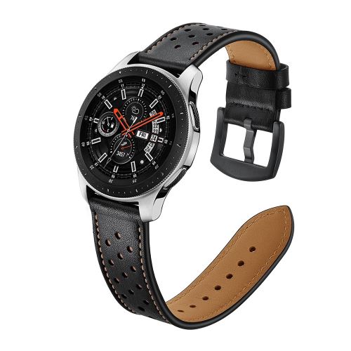GENERIQUE - Bracelet pour montre connectée - Cuir - Noir - Samsung Galaxy Watch 46mm - Image 3