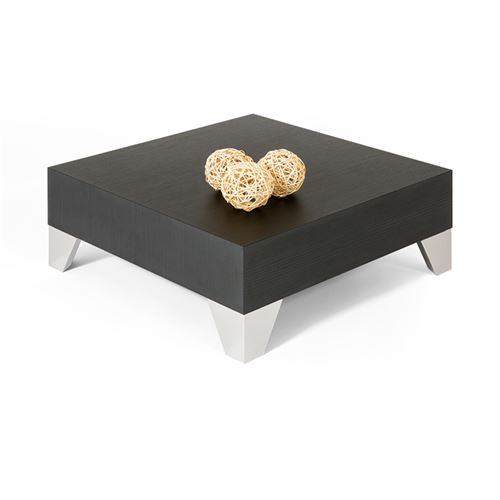 Mobilifiver Table basse, Evolution 60, Frêne noir, 60 x 60 x 24 cm, Mélaminé/Acier INOX satiné, Made in Italy