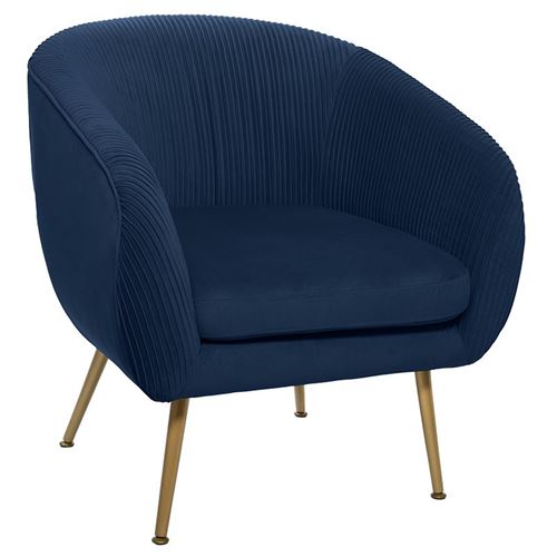 Atmosphera Bleu Fauteuil Velours Solaro
