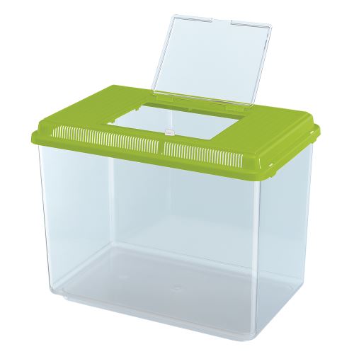 Ferplast Aquarium en plastique GEO MAXI Bac 21 L Conteneur pour petits animaux, aquarium, terrarium, insectes, bac à tortues, plastique robuste, grilles de ventilation, 41,3 x 26 x h 29,8 cm Vert