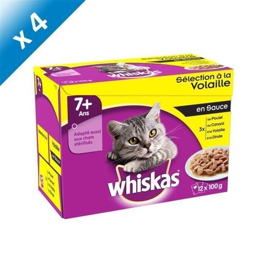 3 47 Sur Whiskas Sachets Fraicheur En Sauce A La Volaille Pour Chat Senior Sterilise 12 X 100 G X4 Nourriture Et Friandises Pour Chat Achat Prix Fnac