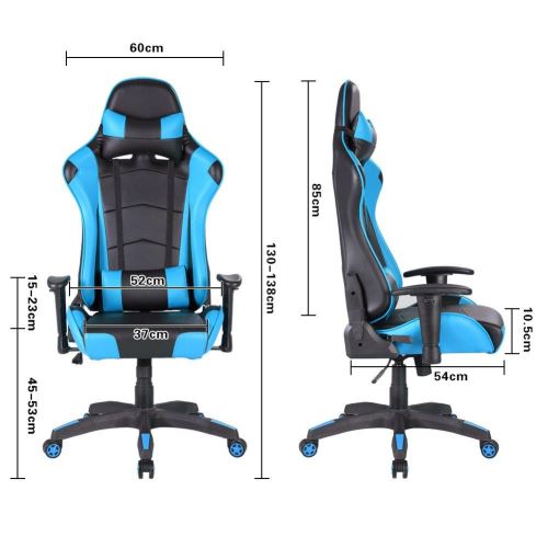 Siege Gaming Ergonomique IntimaTe WM Heart Chaise Gaming Racing Chaise De Bureau Fauteuil Gamer Pro en Similicuir Inclinable 135˚ avec Appui Tête Et Soutien Lombaire Ajustable Bleu
