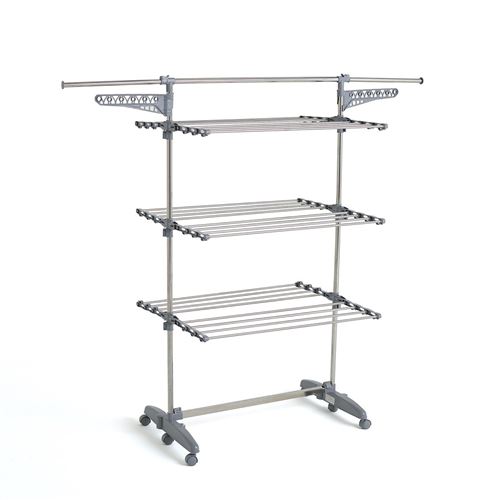 Séchoir à linge étendoir multifonction 25M EXTRA 3 niveaux Gris et Inox