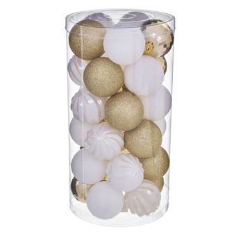 Kit Deco Pour Sapin De Noel 30 Pieces Dore Et Blanc Achat Prix Fnac