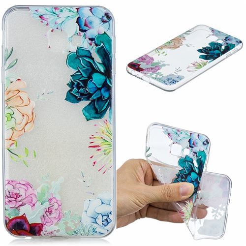 Coque en TPU gel d'impression de motifs fleurs colorées pour votre Samsung Galaxy J4 Plus