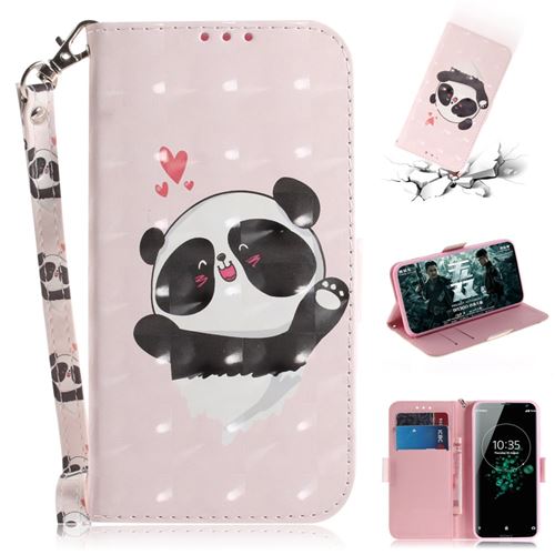 Etui en PU spot lumineux décor mignon panda pour votre Sony Xperia XZ3
