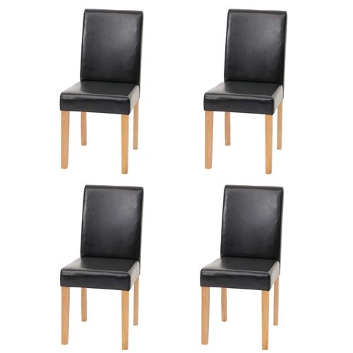 Lot de 4 chaises de séjour Littau, simili-cuir, noir, pieds clairs
