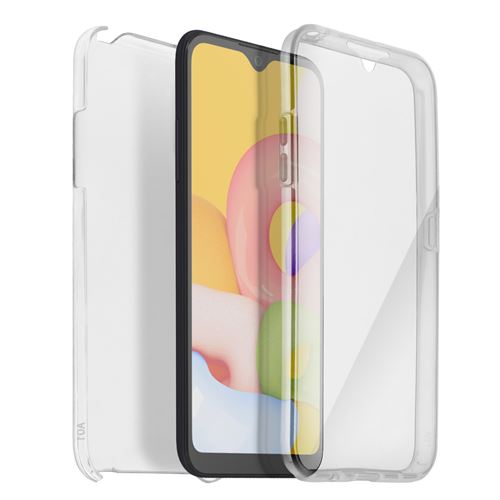 Avizar Coque pour Samsung Galaxy A01 Arrière Rigide + Avant Souple Antichoc Transparent
