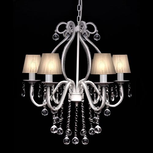 vidaXL Kroonluchter Maria Theresa 6-armig met lampenkapjes wit