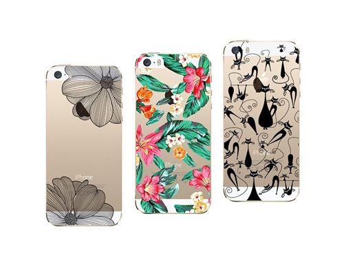 iPhone 5, iPhone 5s, iPhone SE - Pack de 3 Coque souples et solides avec impression de qualité