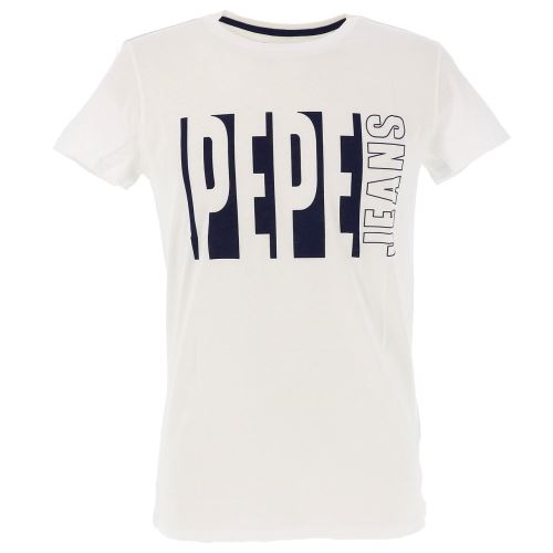 Tee shirt manches courtes Pepe jeans Sacha white mc tee jr Blanc taille : 14ans réf : 17693