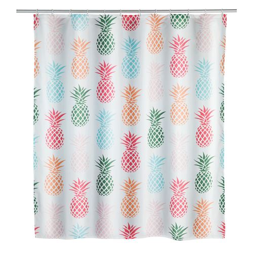 Rideau de douche Ananas - Polyester - 180 x 200 cm - Blanc